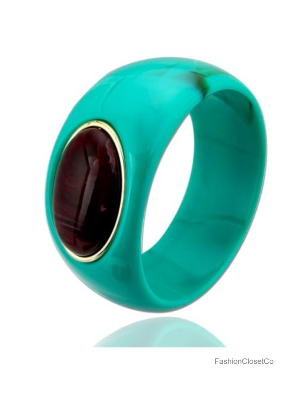Chunky Resin Bangle Bracelet Gold-Tone Trim Stackable Cuff Women Jewelry
